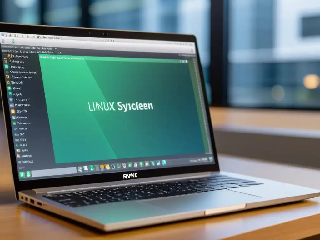 Sincronización de archivos entre Linux y Mac con Rsync: una laptop moderna muestra la integración perfecta de sistemas y la eficiencia de Rsync