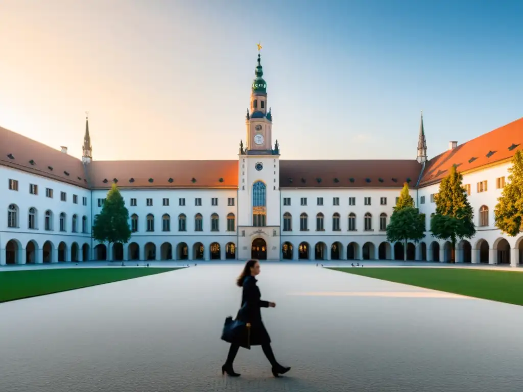 Un atardecer tranquilo en el campus de la Universidad de Munich, con una transición exitosa a sistemas operativos alternativos