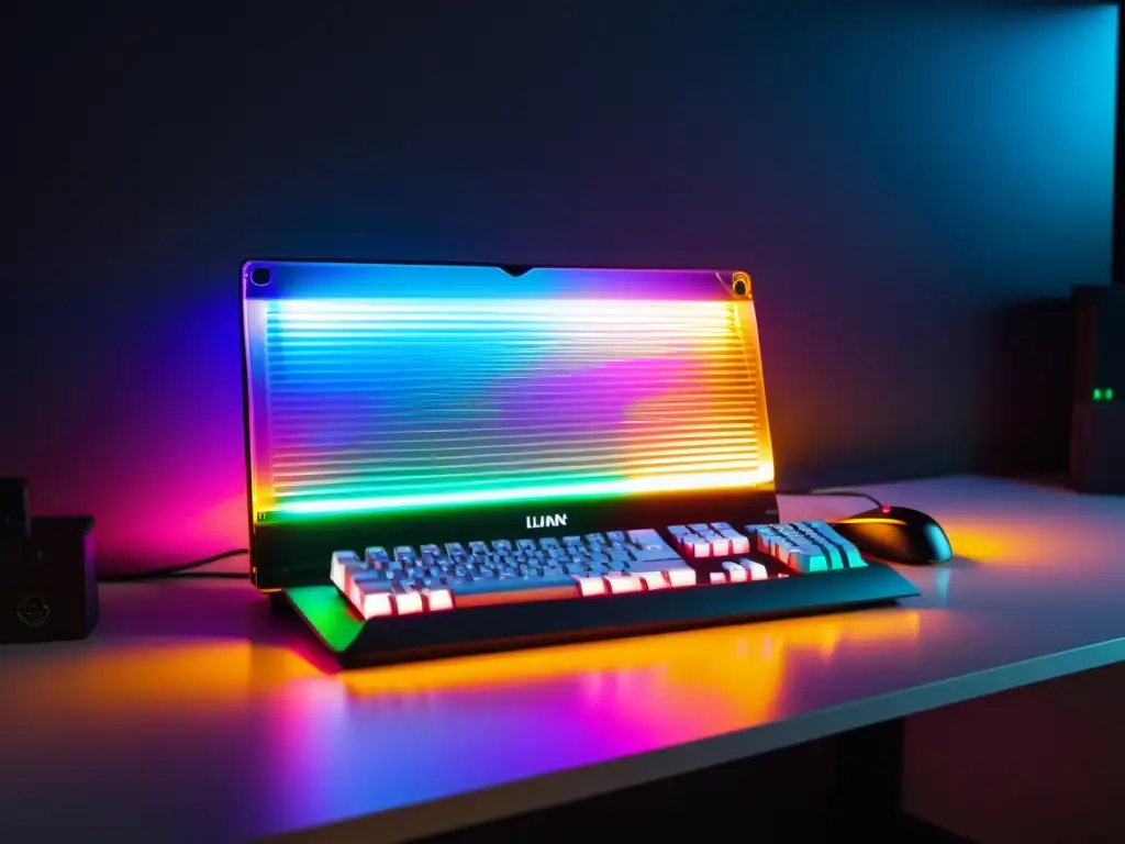 Brillante personalización de iluminación RGB en Linux, con LED que resaltan el setup y crean un impactante contraste sobre el escritorio oscuro