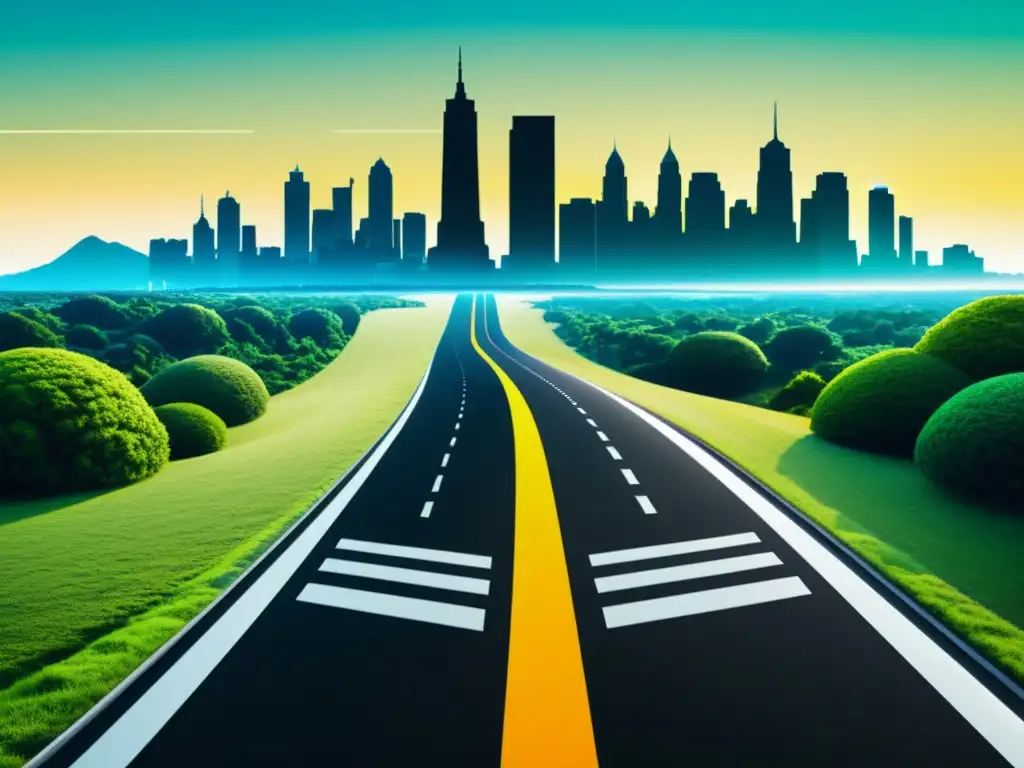 Elección de sistemas operativos: ciudad futurista vs Dos caminos divergen en un bosque: uno lleva a una ciudad futurista vibrante y el otro a un paisaje sereno