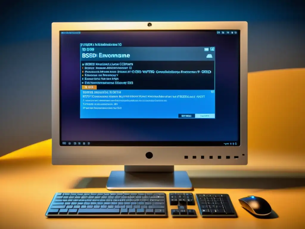 Captura detallada de un monitor mostrando la virtualización en BSD con múltiples sistemas operativos