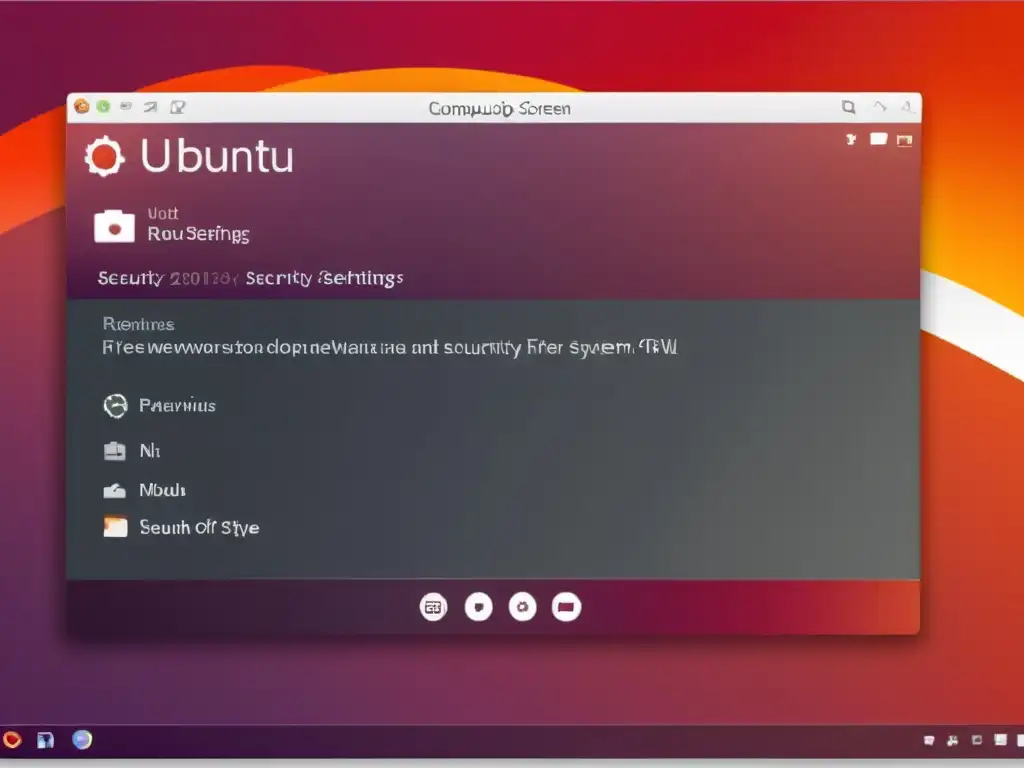 Captura detallada de la pantalla de Ubuntu mostrando las configuraciones de seguridad