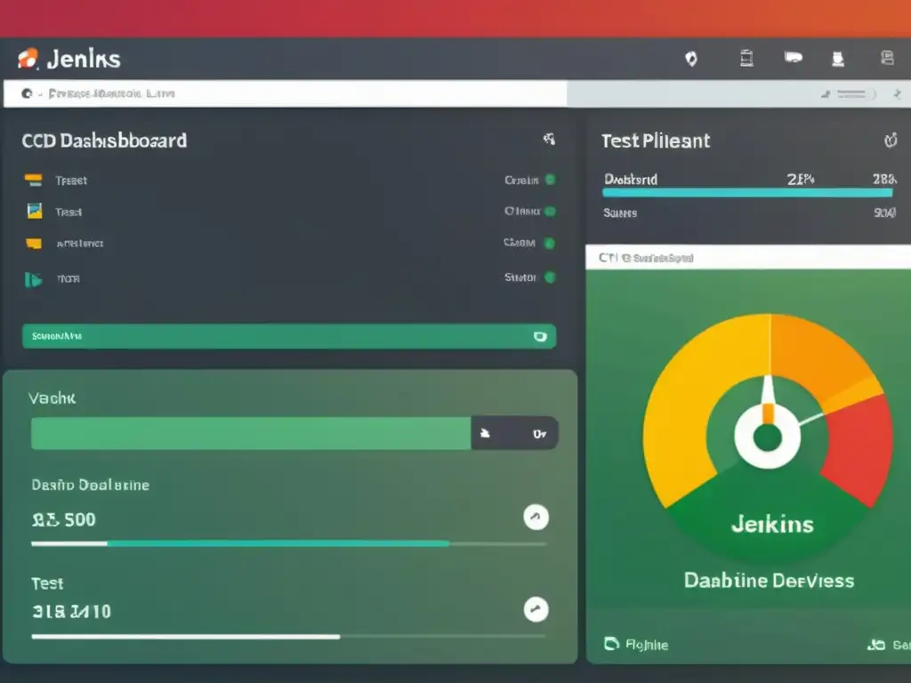 Captura de pantalla de un panel de control de Jenkins en Linux, mostrando la integración continua con etapas de CI/CD y colores vibrantes