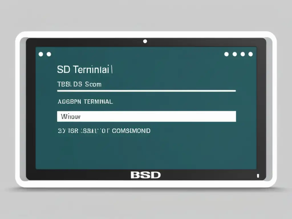 Closeup de monitor con comandos esenciales BSD para profesionales en terminal, diseño profesional y moderno