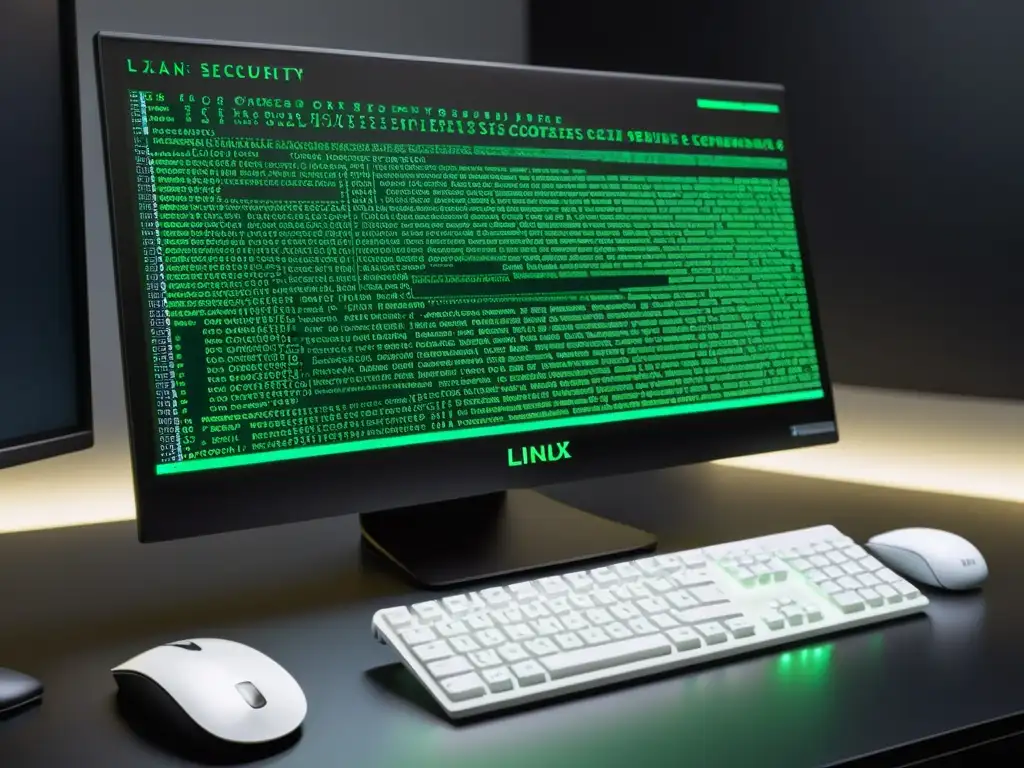 Closeup de pantalla de código Linux, reflejando prácticas seguridad