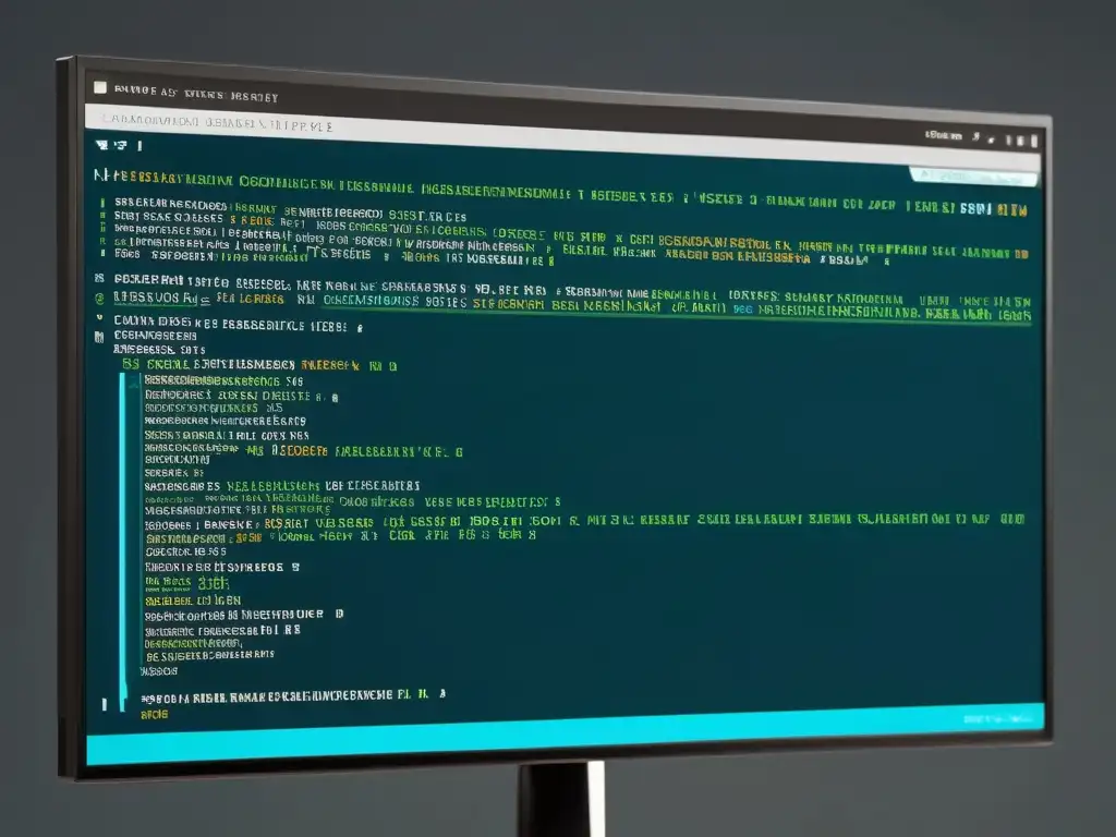 Close-up de terminal Debian Linux con personalización de servicios en Linux, reflejando profesionalismo y sofisticación