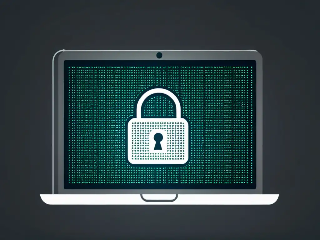 Un código complejo y un icono de seguridad en una pantalla de computadora, representando la seguridad avanzada en BSD