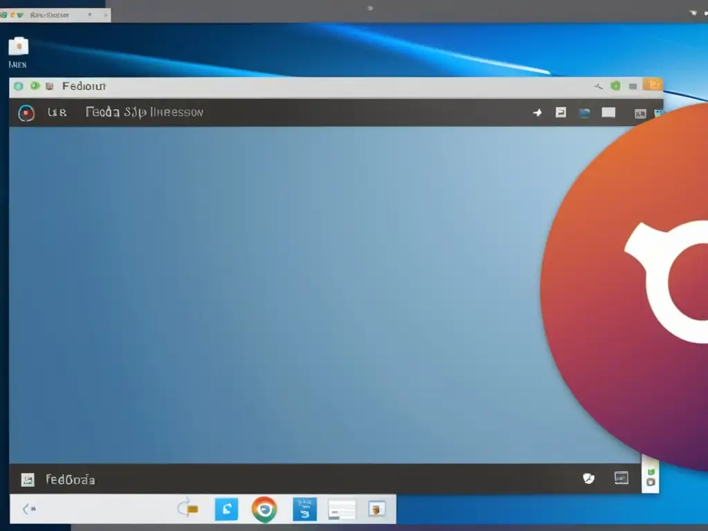 Comparativa de características entre Fedora y Ubuntu: imagen minimalista de sus interfaces lado a lado, destacando diferencias en diseño y usabilidad