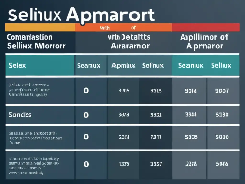 Comparativa SELinux vs AppArmor Linux: Gráfico detallado de beneficios y limitaciones, diseño moderno y organizado para comprensión rápida