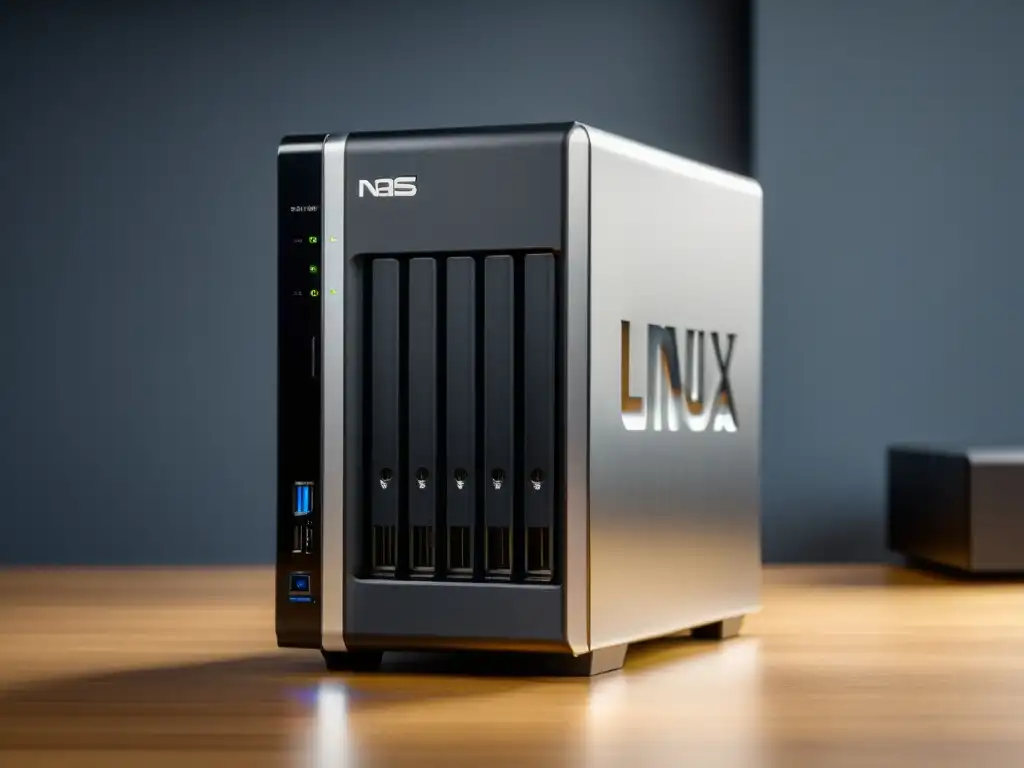 Una comparativa impactante: NAS elegante vs servidor casero Linux potente en un escritorio minimalista