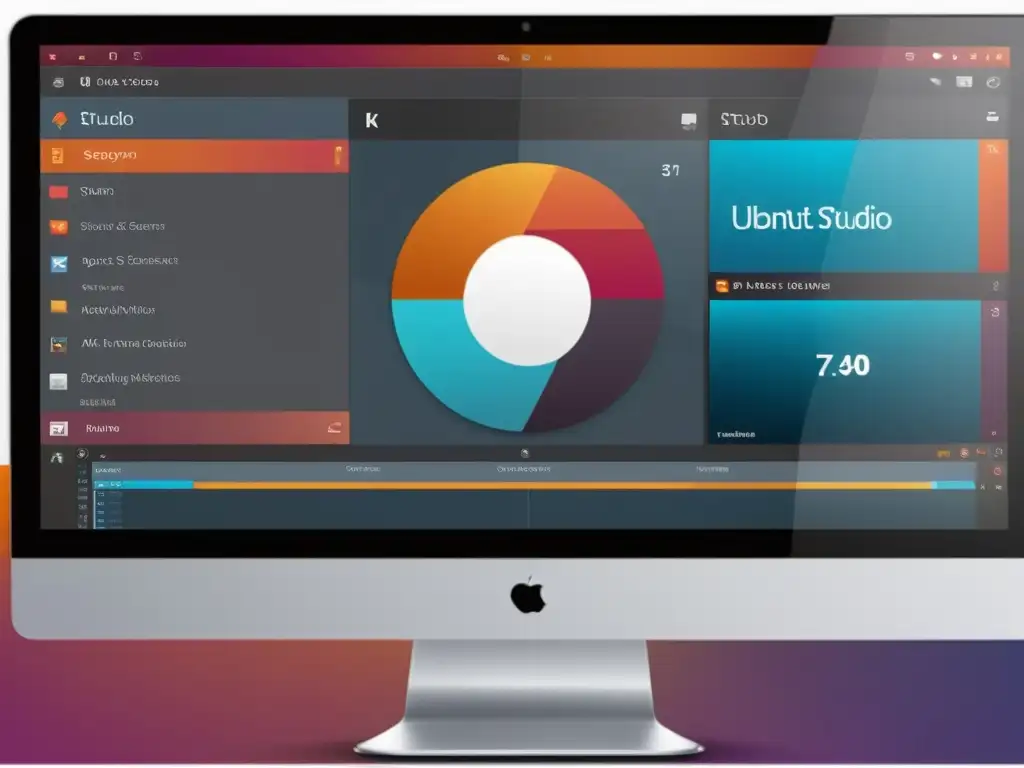 Comparativa visual de Ubuntu Studio y otros sistemas operativos creativos, mostrando sus interfaces y herramientas para creatividad