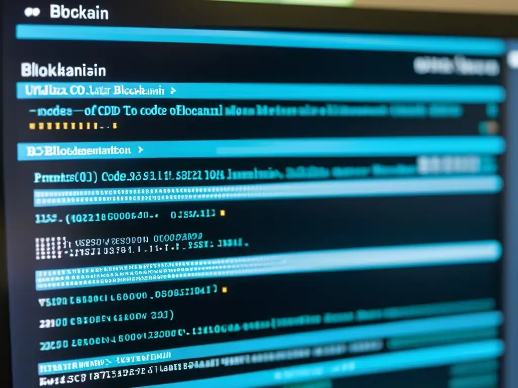 Configuración detallada de nodos de blockchain en Linux en monitor de computadora, mostrando código en terminal