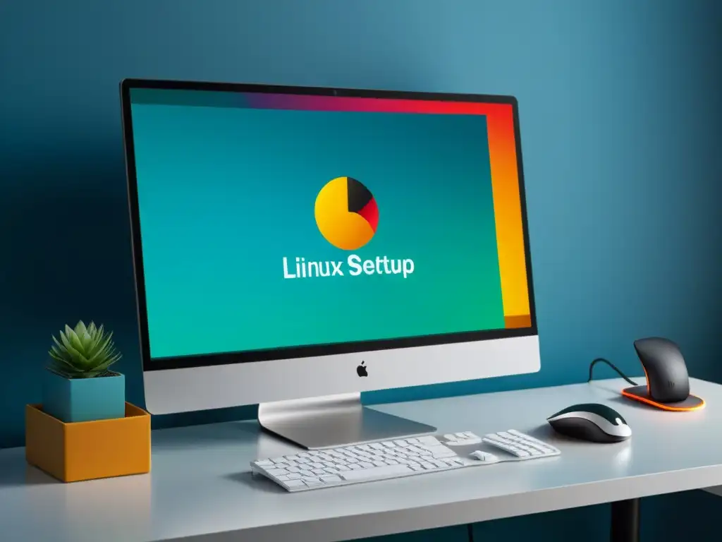Una configuración de escritorio minimalista con personalización de Linux para principiantes, que muestra un ambiente profesional y atractivo