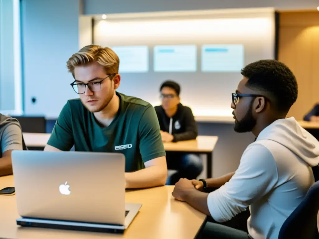 Cursos especializados en BSD: Estudiantes concentrados en práctico taller de codificación y networking, con instructor guiándolos