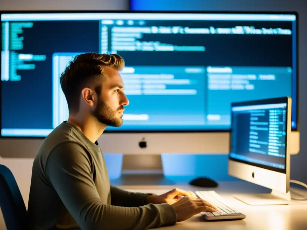 Desarrollador BSD: Enfoque y Determinación Un desarrollador enfocado y determinado trabaja en la seguridad de aplicaciones web en un entorno BSD