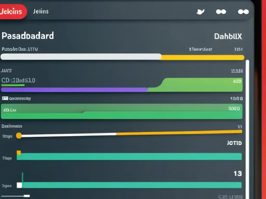 Una detallada imagen 8k de un panel de Jenkins en Linux, mostrando un proceso de integración continua y despliegue continuo