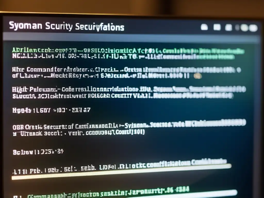 Una fotografía detallada de una interfaz de línea de comandos en un sistema operativo Linux, mostrando configuraciones de seguridad avanzadas
