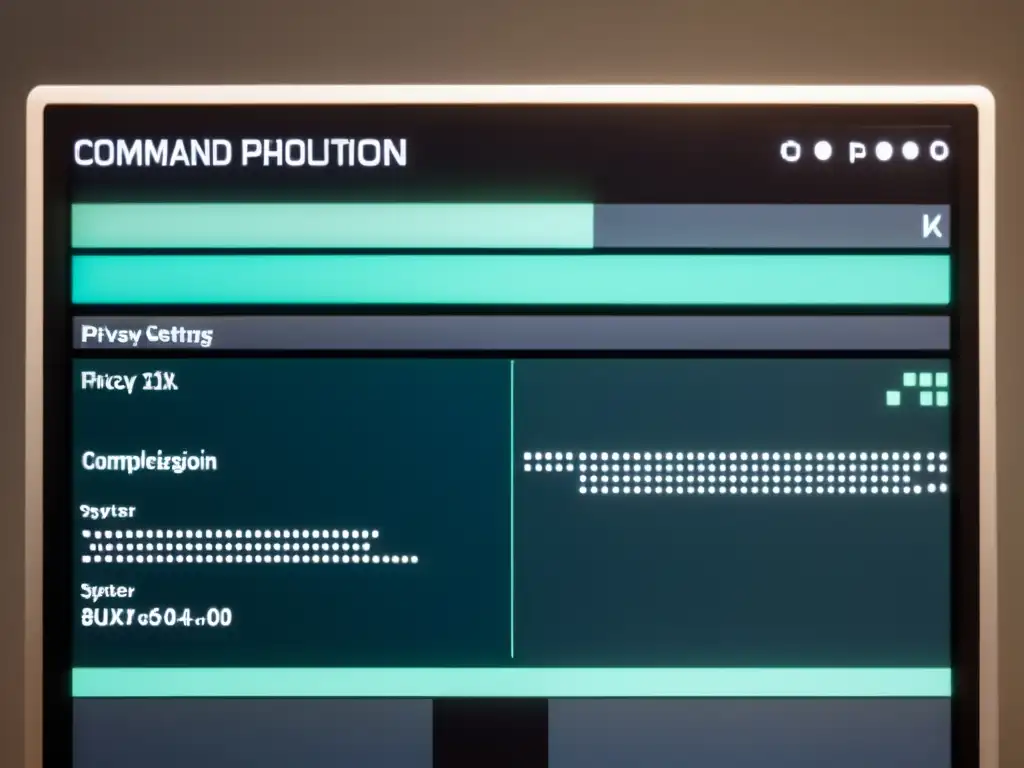 Una fotografía detallada de una interfaz de línea de comandos en un sistema Unix, mostrando ajustes complejos de privacidad