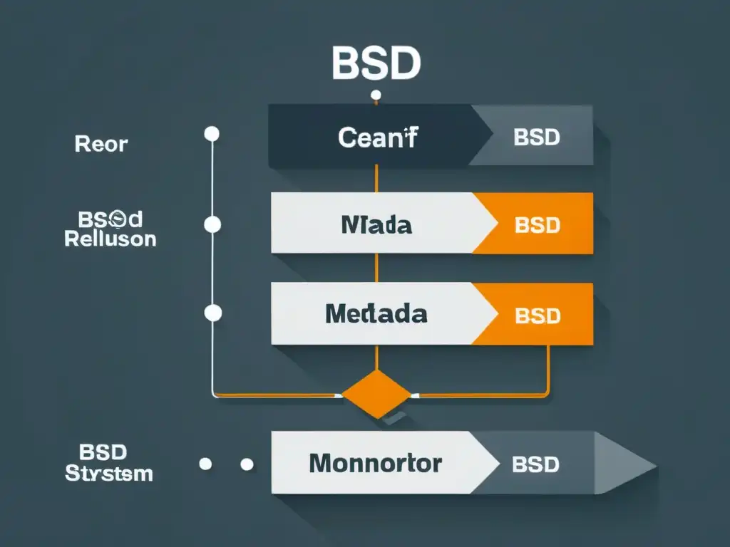 Detalle de la estructura del sistema de archivos BSD, destacando su organización y eficiencia