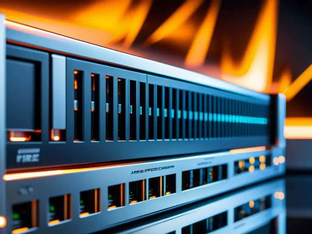 Hardware de Firewall: Detalles Ultra Precisos Detalle de hardware especializado para firewall potente, con diseño minimalista y componentes de alta tecnología