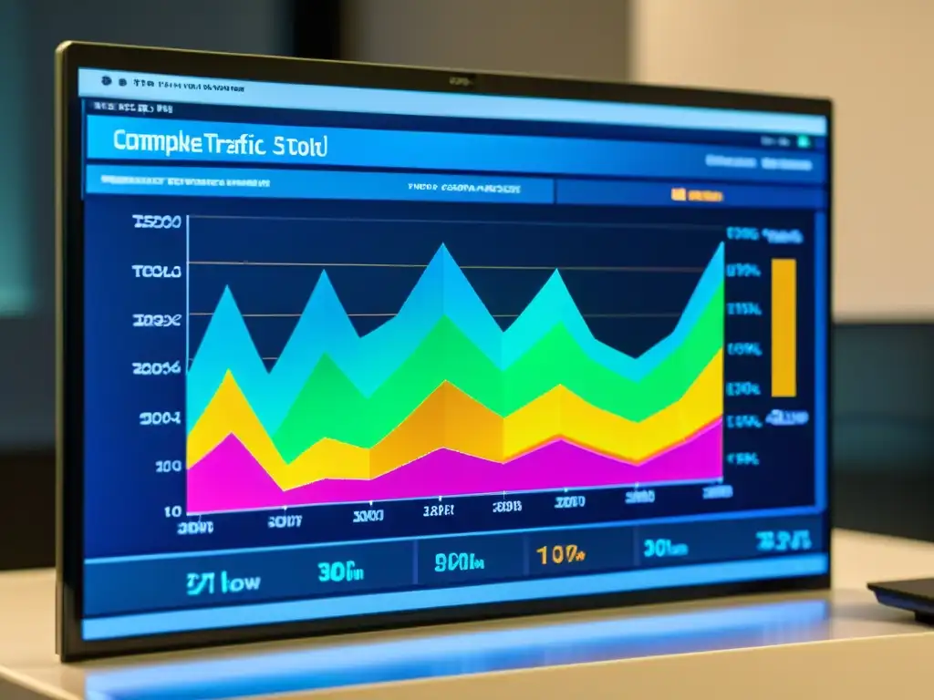 Detalle de herramientas de análisis de tráfico en BSD, con gráficos dinámicos y visualizaciones de datos en pantalla de ordenador