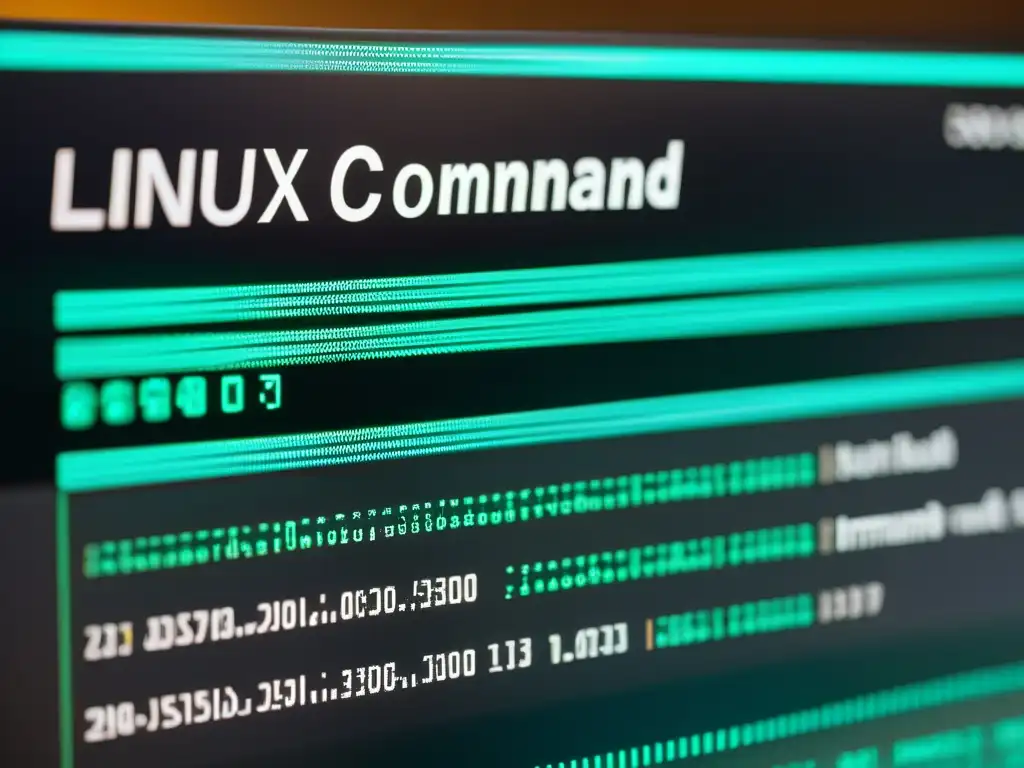 Detalle de una interfaz de línea de comandos de Linux, con código detallado y procesos del sistema