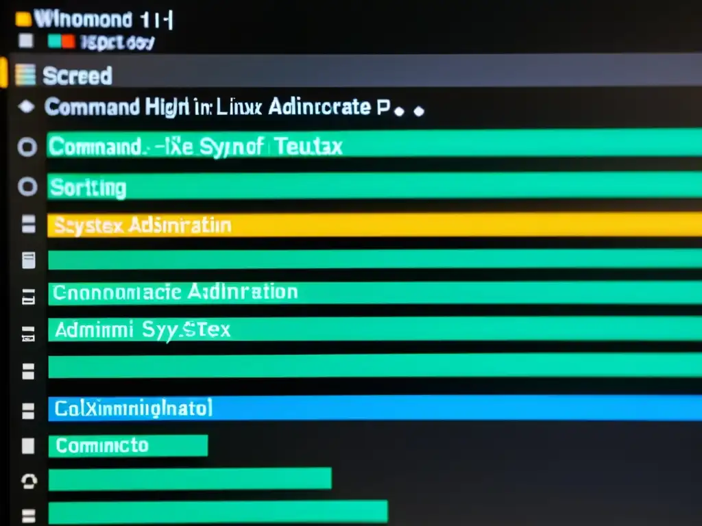 Detalle de la interfaz de línea de comandos en un sistema Linux, mostrando código y texto detallado con resaltado de sintaxis