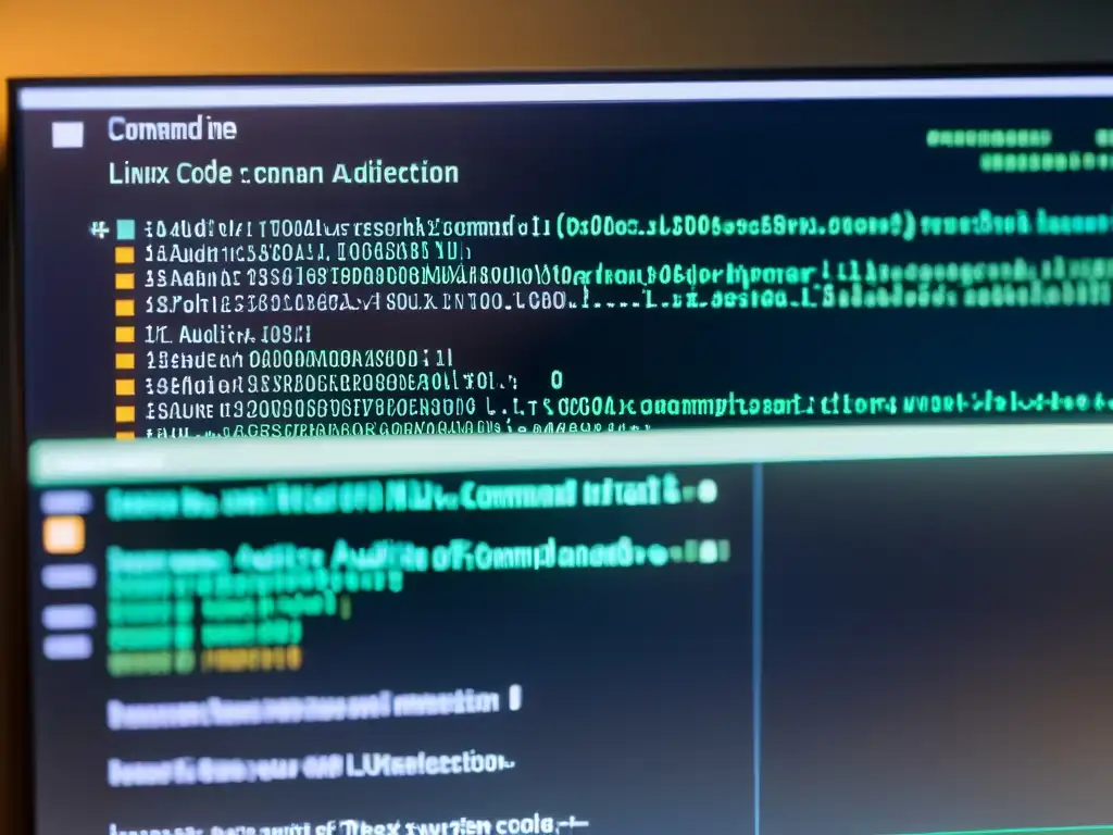 Detalle de la interfaz de línea de comandos en un sistema Linux, mostrando herramientas de auditoría y procesos de detección de amenazas