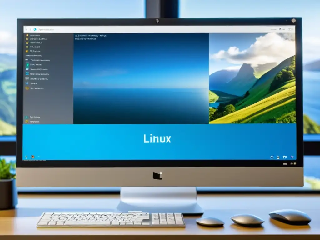 Detalle de monitores divididos mostrando interfaces de Linux y Windows para comparación de sistemas operativos alternativos en el mercado