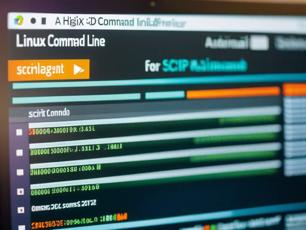 Detalle nítido del terminal Linux con comandos para campañas de email