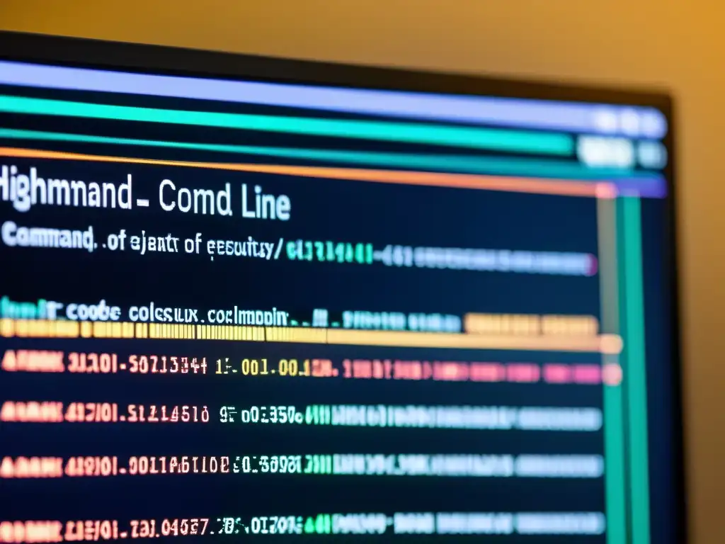 Detalle de pantalla de comandos en Linux, mostrando código complejo en ejecución