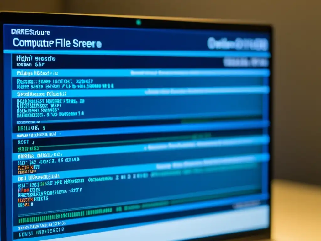 Detalle de pantalla de computadora mostrando la estructura de archivos del sistema de archivos ReiserFS