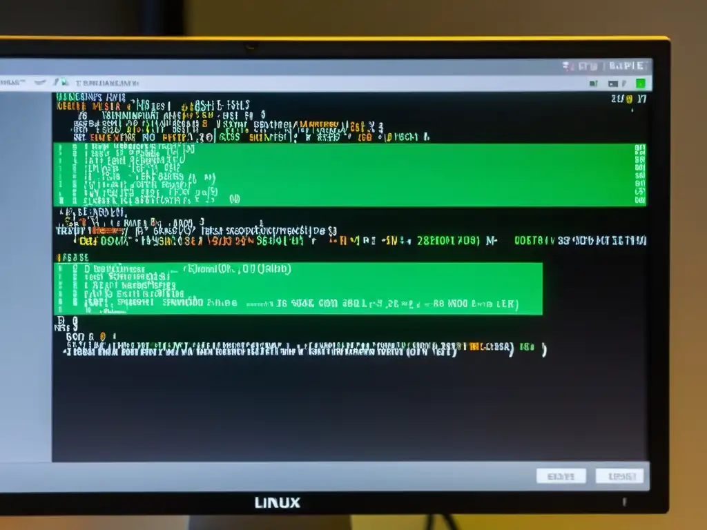 Escaneo de rootkits en Linux: Detalle ultra nítido Detalle de pantalla de Linux con escaneo de rootkits ejecutándose en Chkrootkit