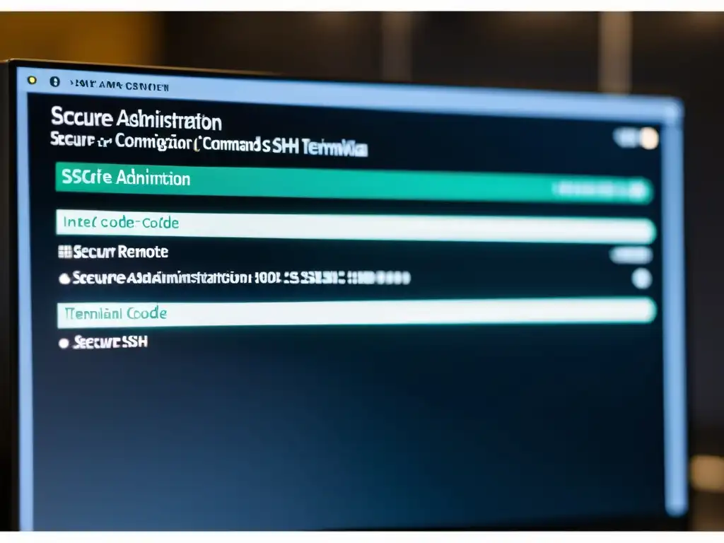 Detalle de pantalla de ordenador con configuración SSH para consejos administración remota segura SSH