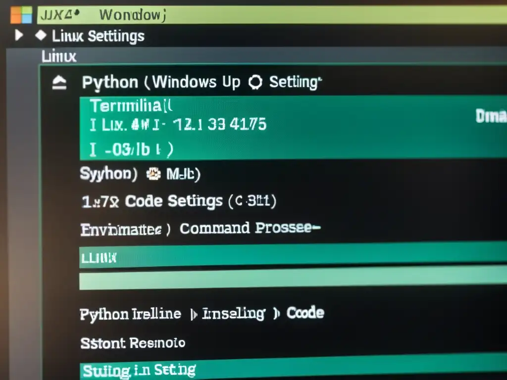 Detalle de configuración Python en Linux: proceso técnico en terminal con tonos minimalistas