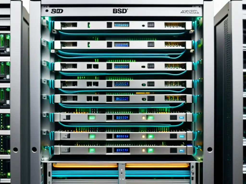 Detalle de un rack de servidores BSD para configurar Apache en BSD paso a paso