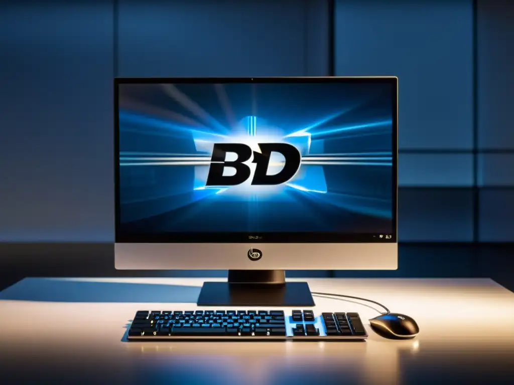 Detalle ultra nítido de un moderno ordenador con el logo BSD en pantalla