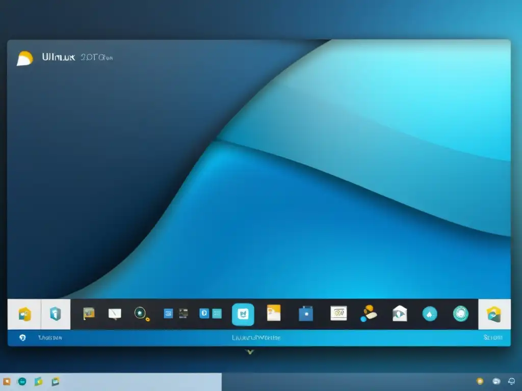 Detalle ultradetallado de un escritorio Linux con un tema GTK personalizado en tonos azules, exudando sofisticación y elegancia tecnológica