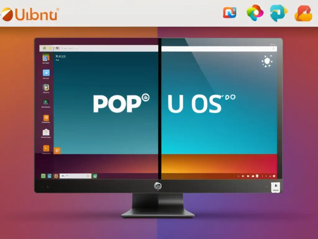 Detalle visual de comparativa facilidad uso entre Pop!_OS y Ubuntu, destacando diferencias en diseño y funcionalidad de ambos sistemas operativos