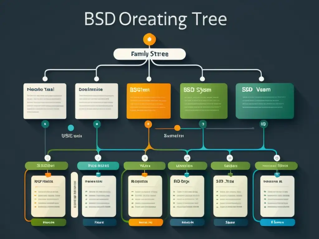 Detalle visual de la familia de sistemas operativos BSD con variantes prácticas