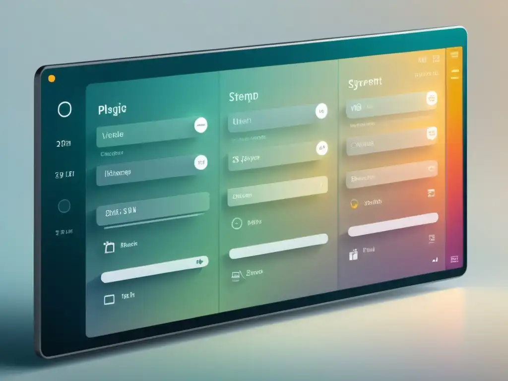 Diseño de interfaces en sistemas operativos alternativos: Imagen de interfaz minimalista y moderna con líneas limpias y colores suaves