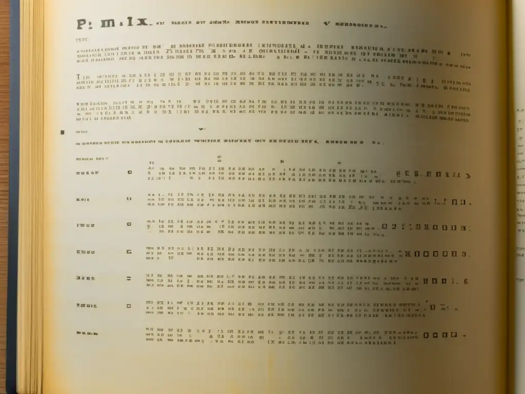 Una fotografía documental minimalista del código fuente original de Unix impreso en un papel grande, envejecido y amarillento