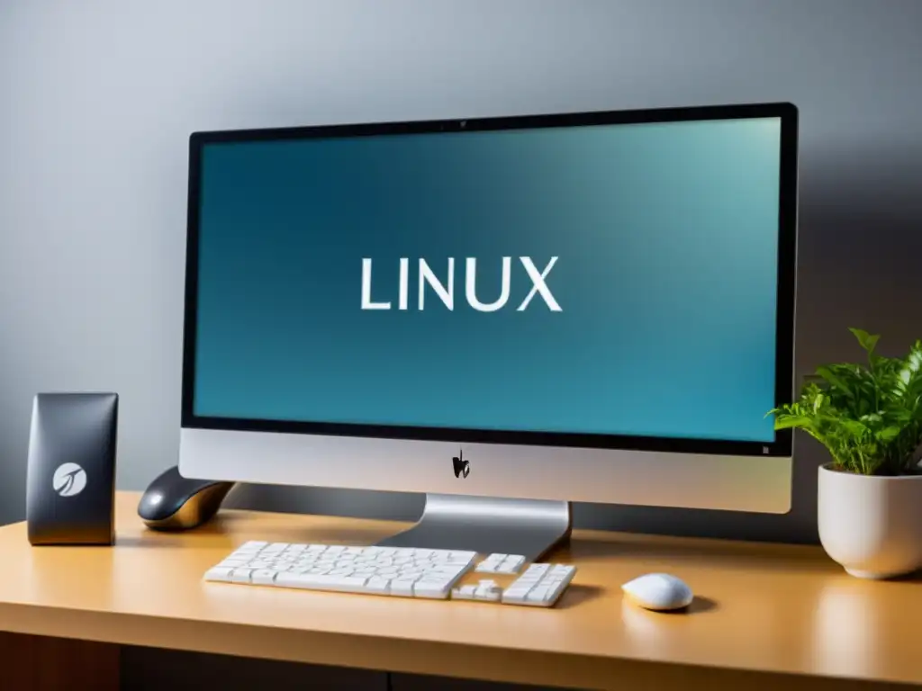 Un elegante monitor muestra el entorno de escritorio de Linux