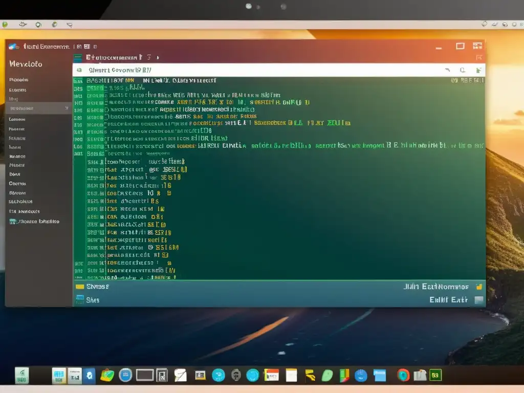 Un entorno de escritorio Linux con un editor de código abierto que muestra la sintaxis de programación en Julia