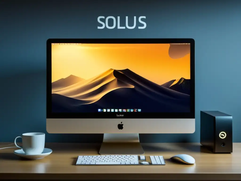 Un entorno de trabajo minimalista y profesional con la distribución de Linux Solus en pantalla, resaltando su usabilidad