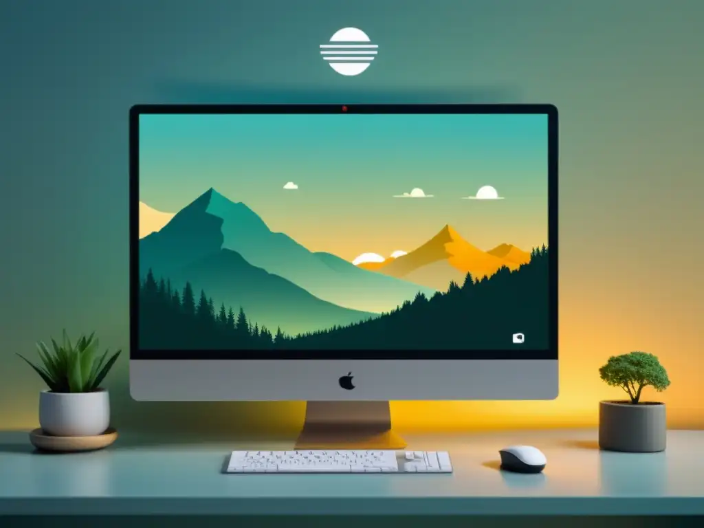 Un entorno tranquilo y minimalista en el monitor, reflejando técnicas de retención para Linux y BSD