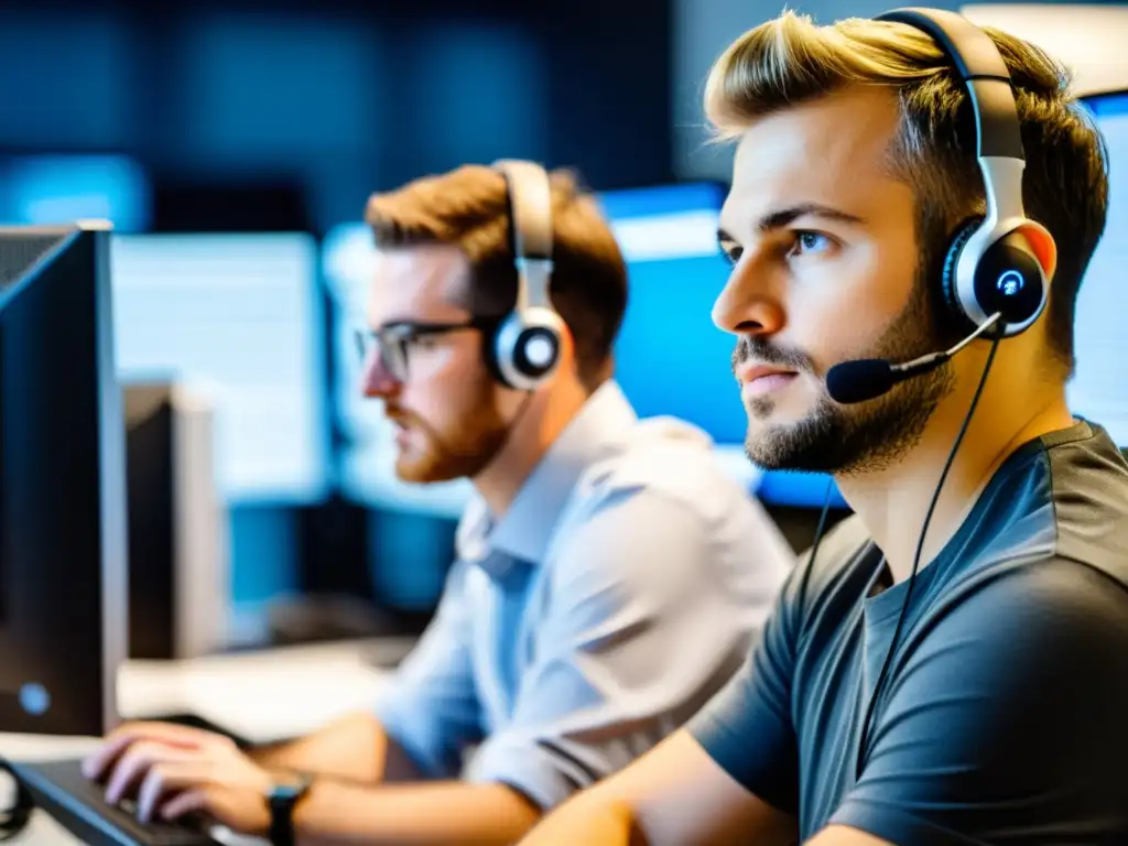 Un equipo diverso de especialistas en soporte técnico implementa servicios para sistemas operativos alternativos con intensidad y concentración en una oficina moderna