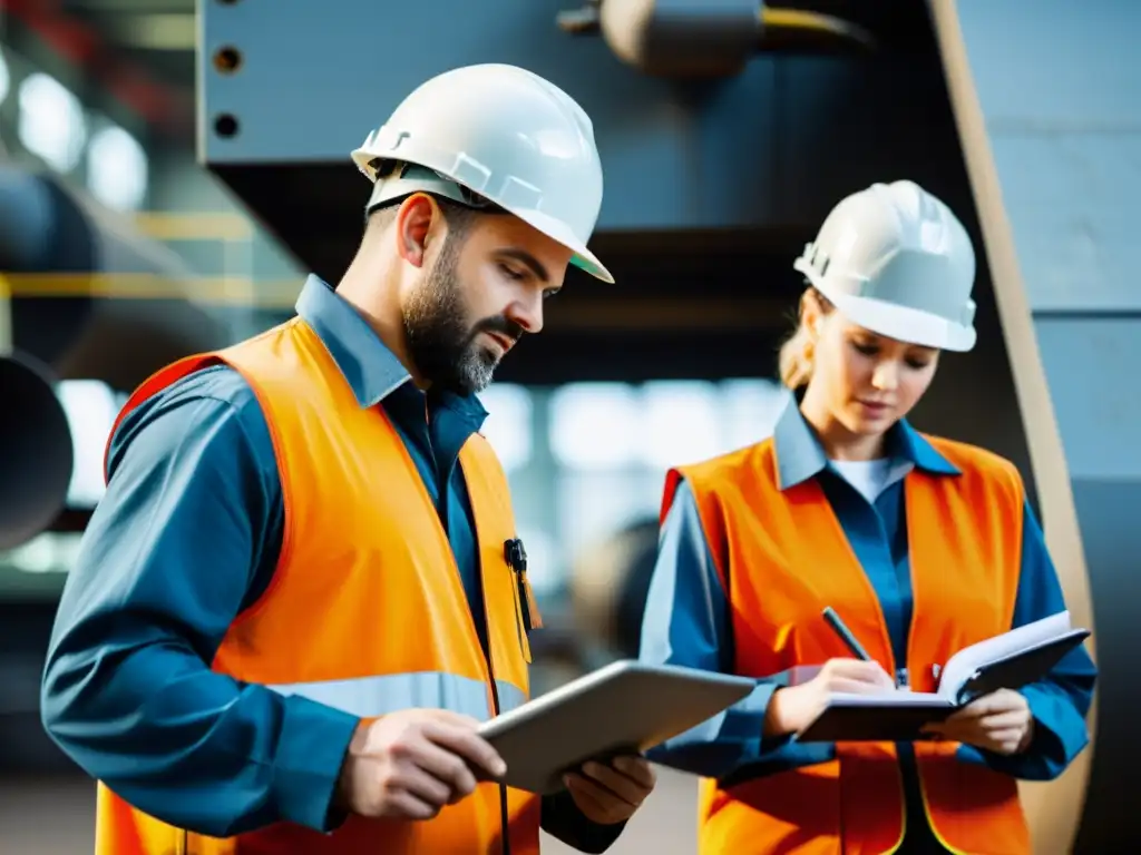 Un equipo de ingenieros de mantenimiento realiza inspecciones en una maquinaria sofisticada