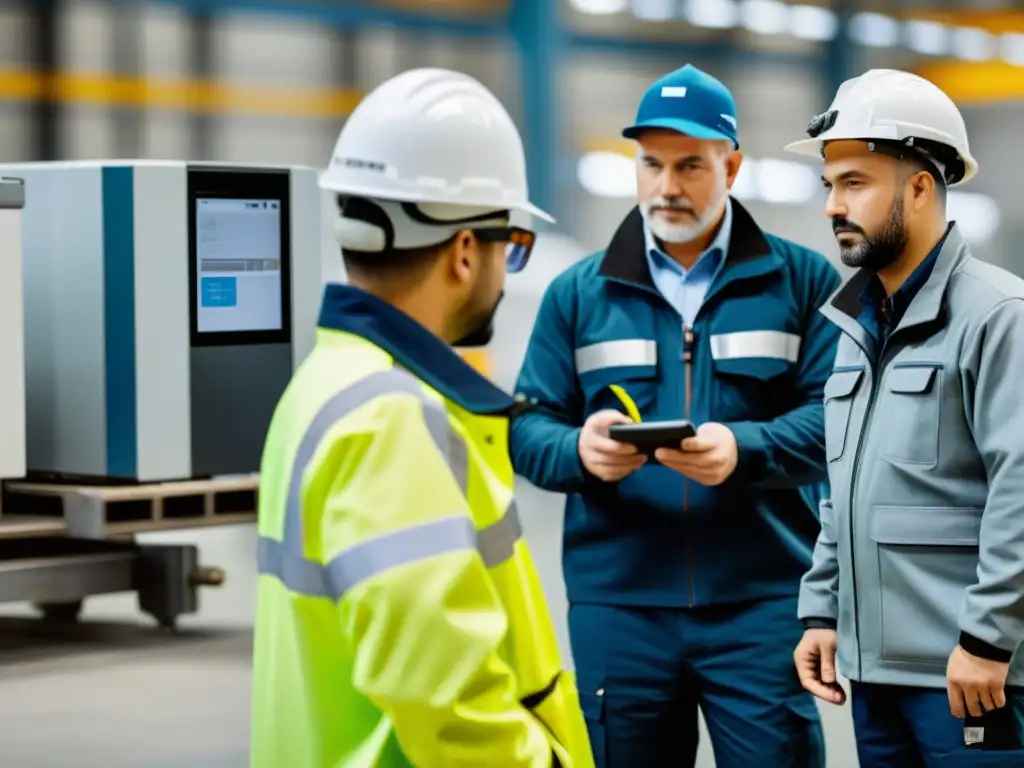 Equipo inspeccionando seguridad en fábrica, manteniendo entorno de trabajo seguro en BSD