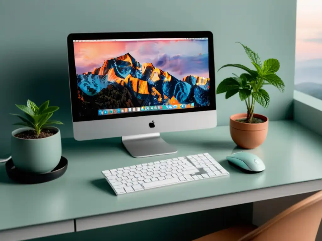 Un espacio de trabajo minimalista y sereno con Peppermint OS, reflejando eficiencia y tranquilidad